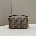Fendi Baguette Bag With FF Embroidery Brown 19cm - Image 2