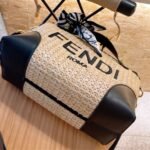 Fendi By The Way Straw Bag Beige And Black 25cm 8BL146AF2XF1E1I - Image 6