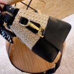 Fendi By The Way Straw Bag Beige And Black 25cm 8BL146AF2XF1E1I - Image 2