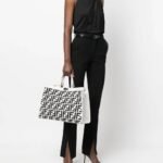 Fendi Peekaboo Bag FF Logo Black And White 40cm - Image 6