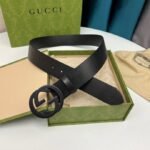 Gucci Selleria Leather Belt Black 368186 BGH0V 1000 - Image 7