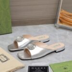 Gucci GG Crystal Slippers Silver - Image 5
