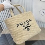 Prada Small Crochet Tote Bag Cream 24cm - Image 2