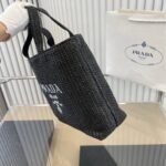 Prada Small Crochet Tote Bag Black 24cm - Image 3