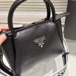 Prada Small Leather Handbag Black 23cm - Image 4