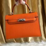 Hermes Kelly Mini Epsom Handbag Orange 19cm - Image 2