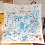 Hermes Sur Mon Nuage Scarf 90 White H003900S 05 - Image 2
