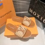 Louis Vuitton Lock It Flat Raffia Mules Brown - Image 6