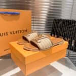 Louis Vuitton Lock It Flat Raffia Mules Brown - Image 4