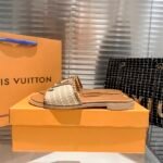 Louis Vuitton Lock It Flat Raffia Mules Brown - Image 7