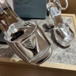 Prada Metallic Leather Platform Sandals In Silver 1XP48B 3AU1 F0118 F 135 - Image 2