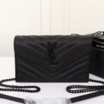 Saint Laurent Cassandre Envelope Chain Wallet Black Metal 20Cm - Image 2