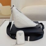Prada Triangle Leather Shoulder Bag White 27cm - Image 2