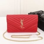 Saint Laurent Cassandre Envelope Chain Wallet Red 23cm 695108BOW016008 - Image 2