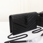 Saint Laurent Cassandre Envelope Chain Wallet Black Metal 20Cm - Image 3