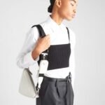 Prada Triangle Leather Shoulder Bag White 27cm - Image 5