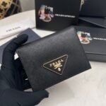 Prada Small Saffiano Leather Wallet Black 10cm 1MV021 QHH F0002 - Image 5