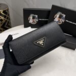 Prada Large Saffiano Triangle Wallet Black 19cm 1MH132QHHF0002 - Image 2