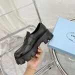 Prada Monolith Brushed Leather Loafers In Black 2DE129B4LF0002 - Image 8