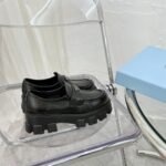 Prada Monolith Brushed Leather Loafers In Black 2DE129B4LF0002 - Image 4