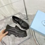 Prada Monolith Brushed Leather Loafers In Black 2DE129B4LF0002 - Image 3