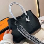 Hermes Garden Party Bag Patterned Strap In Black 30cm - Image 6