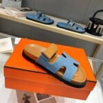 Hermes Chypre Sandals Denim And Brown H231125Z CB380 - Image 5