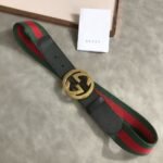 Gucci Web Belt With Double G Bucklet Green And Red - Image 6