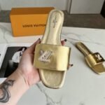 Louis Vuitton Shake Peep Toe Slide In Gold 1AB2R7 - Image 6