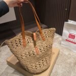 Saint Laurent Panier Raffia Natural Brown 39cm 688221 GAAAC 2080 - Image 2