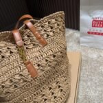 Saint Laurent Panier Raffia Natural Brown 39cm 688221 GAAAC 2080 - Image 3