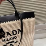 Prada Crochet Tote Bag Tan And Black 33cm 1BG499 2M2Q F0I55 V GOO - Image 3