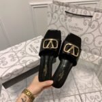 Valentino Vlogo Square Toe Slide Black - Image 5
