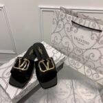 Valentino Vlogo Square Toe Slide Black - Image 4