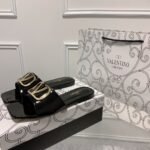 Valentino Vlogo Square Toe Slide Black - Image 3
