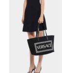 Versace Canvas Tote Bag Black 36cm - Image 7