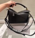 Loewe Small Puzzle Bag Satin Black 24cm A510S21XA9 1100 - Image 2