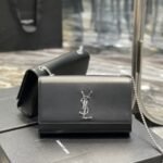 Saint Laurent Kate Medium In Grain De Poudre Mirror Effect Black 24cm - Image 2