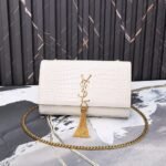 Saint Laurent Kate Medium Tassel In Crocodile White 24cm - Image 2