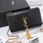 Saint Laurent Kate Medium Tassel In Crocodile Black 24cm - Image 2