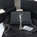 Saint Laurent Kate Small In Grain De Poudre Mirror Effect Black 20Cm - Image 2