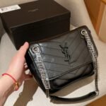 Saint Laurent Niki Baby In Vintage Brushed Palladium Black 22cm - Image 4