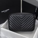 Saint Laurent Lou Camera Bag Silver Metal Black 23Cm - Image 5