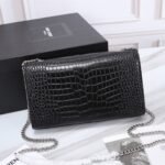 Saint Laurent Kate Medium Tassel In Crocodile Mirror Effect Black 24cm - Image 5