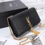 Saint Laurent Kate Medium Tassel In Crocodile Black 24cm - Image 6