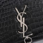 Saint Laurent Kate Medium Tassel In Crocodile Mirror Effect Black 24cm - Image 7