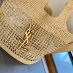 Saint Laurent Icare In Raffia Naturel And Brown Gold 36cm - Image 7