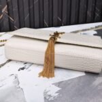 Saint Laurent Kate Medium Tassel In Crocodile White 24cm - Image 8