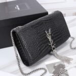 Saint Laurent Kate Medium Tassel In Crocodile Mirror Effect Black 24cm - Image 8