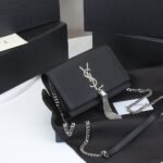 Saint Laurent Kate Small In Grain De Poudre Mirror Effect Black 20Cm - Image 8